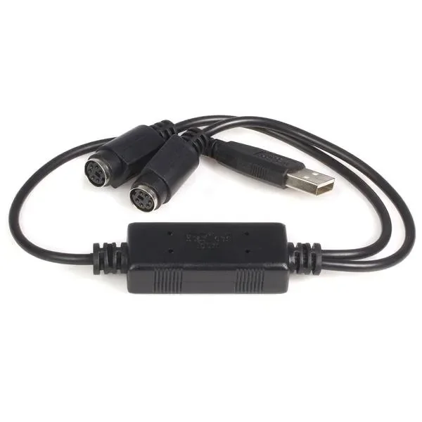 StarTech USB-A – Dual PS/2 -sovitinkaapeli, 0,4 m, musta