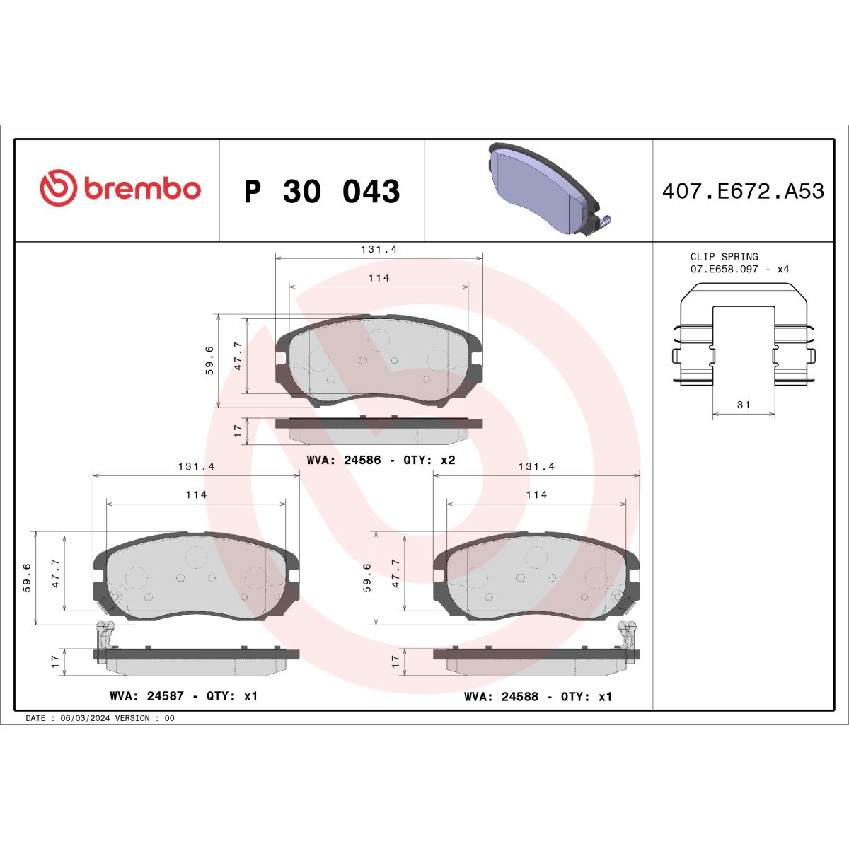 Jarrupalat, levyjarru BREMBO P 30 043
