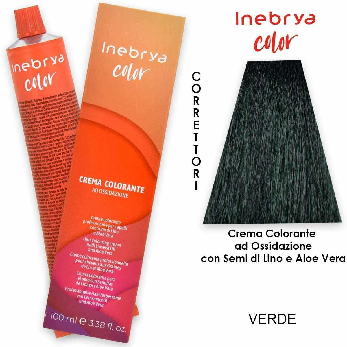 Inebrya Color KORJAUSVOITEET Värivoide Hiuksille (korjaajat) - Ammattimainen hiusvärjäys 100 ml vihreä