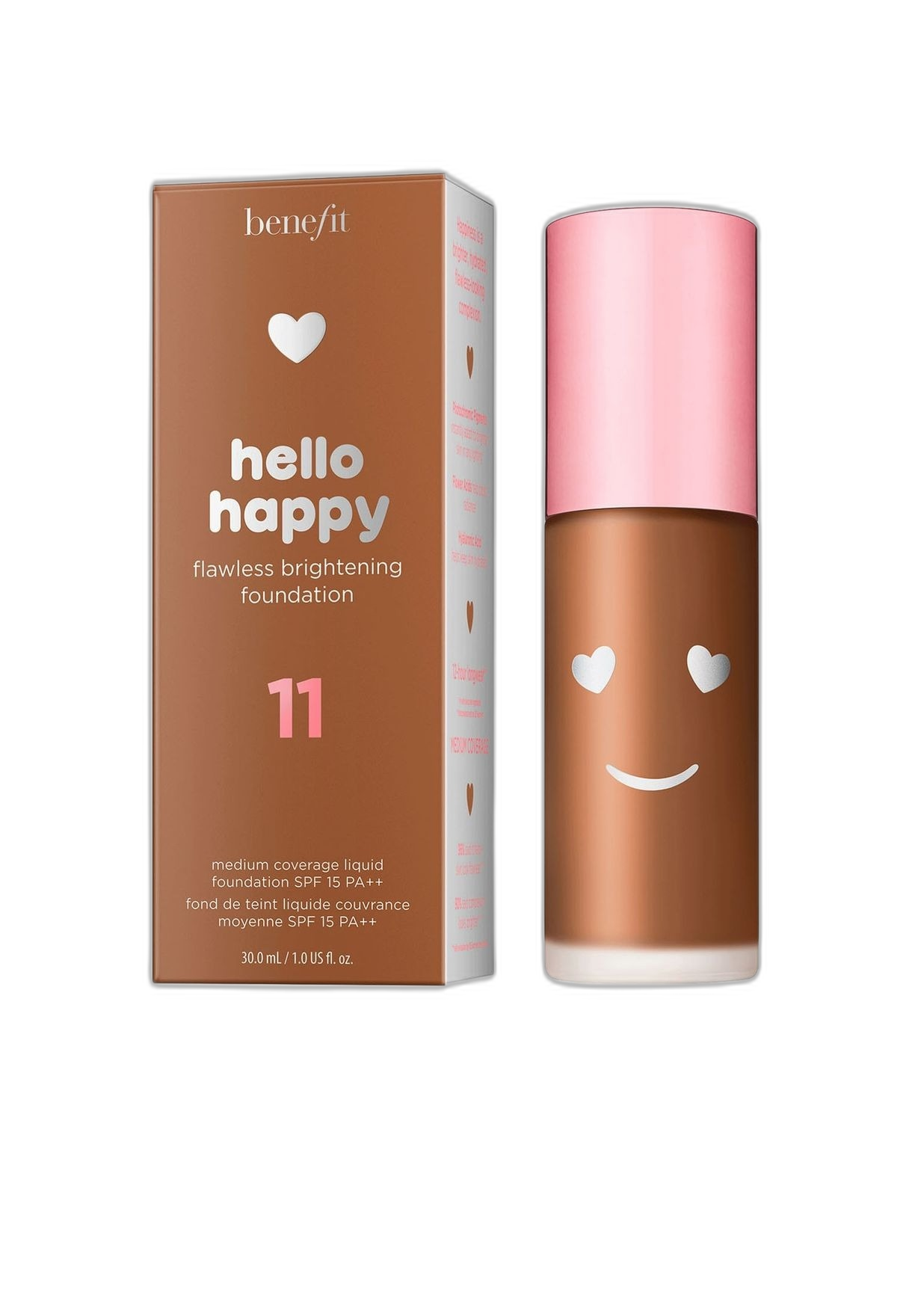 Benefit, Hello Happy, valaiseva, nestemäinen meikkivoide, 11, neutraali tumma, SPF 15, 30 ml