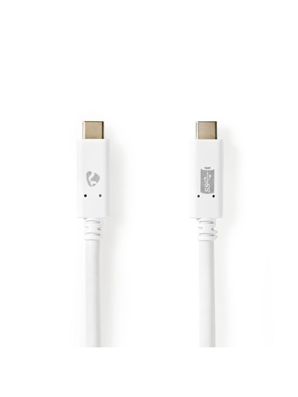 Nedis USB kaapeli | USB 3.2 Gen 2 | USB-CTM Uros | USB-CTM Uros | 100 W | 4K@60Hz | 10 Gbps | Niklattu | 1.00 m | Pyöreä | PVC | Valkoinen | Laatikko