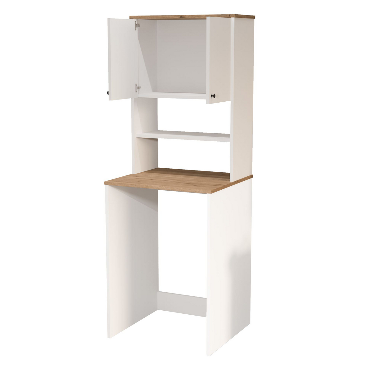 Norda Design Pyykinpesukonekaappi Nord, valkoinen/tammi, 60 × 65,8 × 183,6 cm