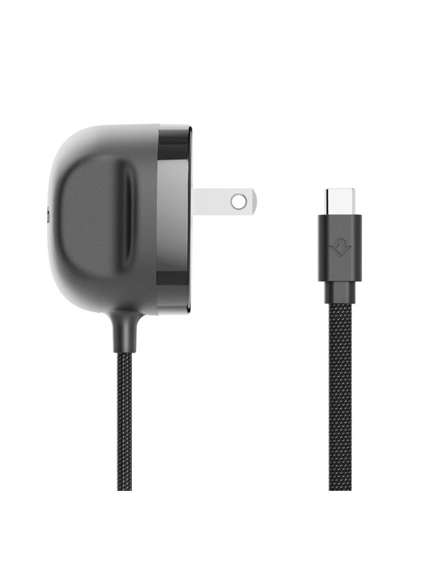 Twelve South PowerCord - 30 Wattin USB-C-seinälaturi 3 metrin kaapelilla, Slate/Musta
