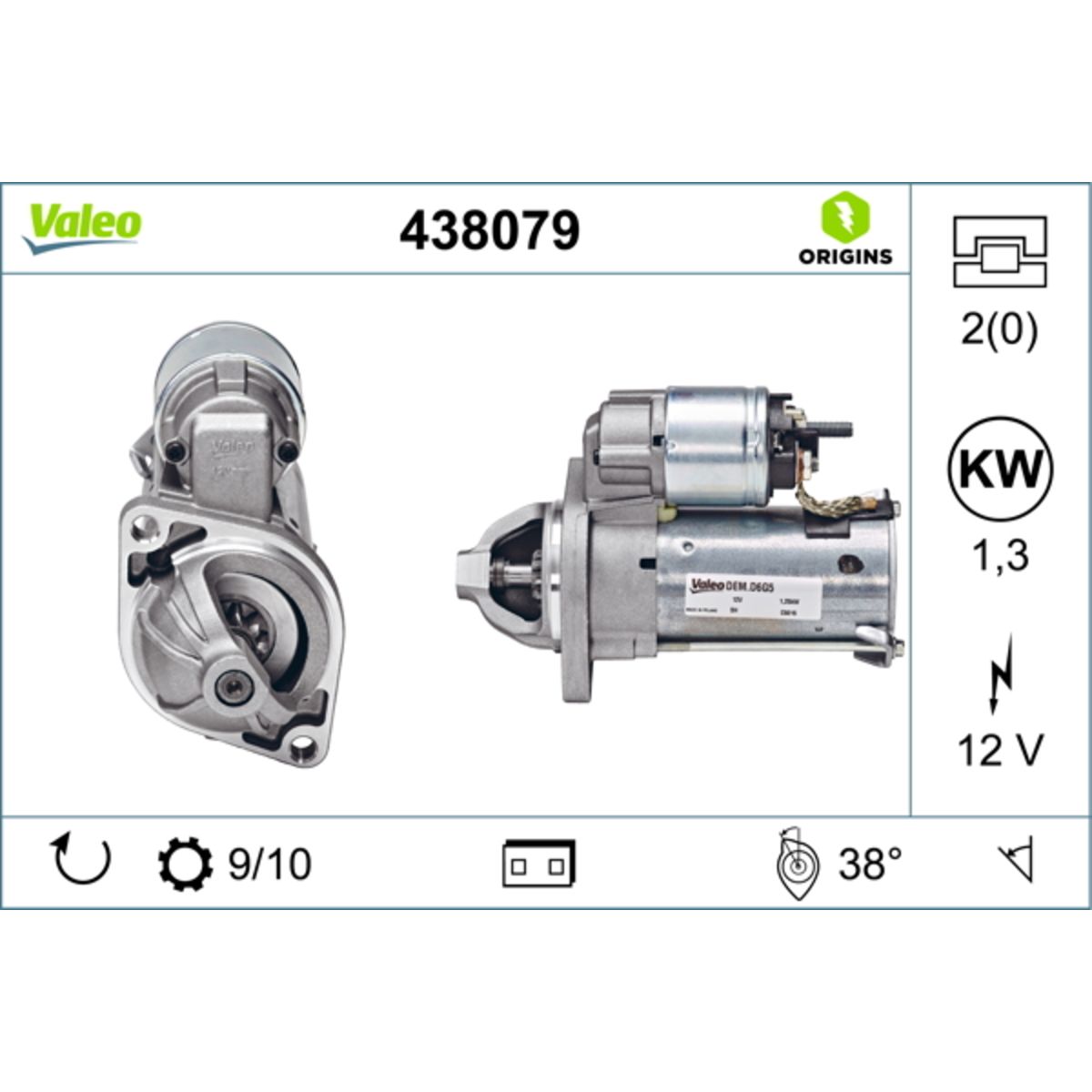 Käynnistysmoottori VALEO 438079