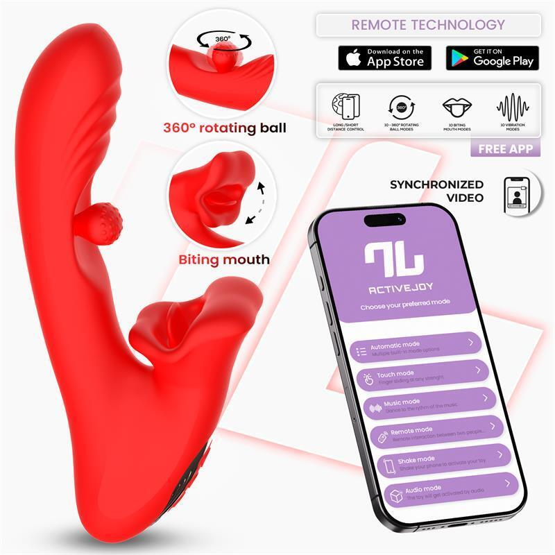 Franky Biting & Rotating Ball Vibrator With App Sovelluksella ohjattava rabbit-vibraattori