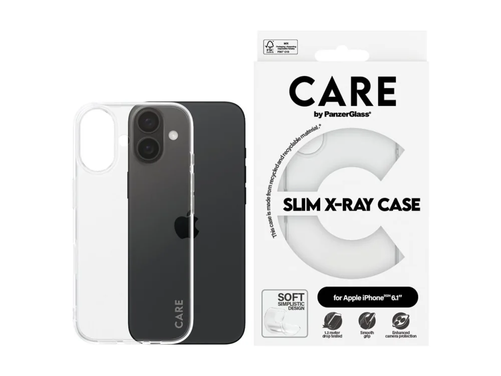 PanzerGlass CARE™ by ® X-Ray Case iPhone 16, Suojus, Apple, Apple - iPhone 16, Läpinäkyvä