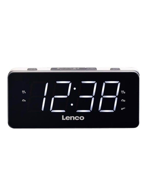 Lenco PLL FM Herätyskello Radio suuri ja selkeä 1.8" LED-näyttö Valkoinen