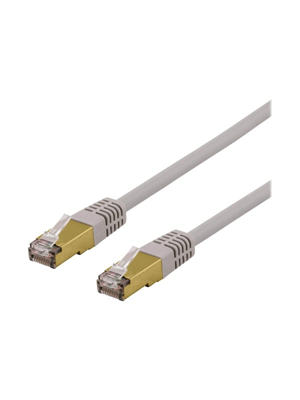 DELTACO S/FTP Cat6a laitekaapeli, Delta-sert., LSZH, 2m, harmaa