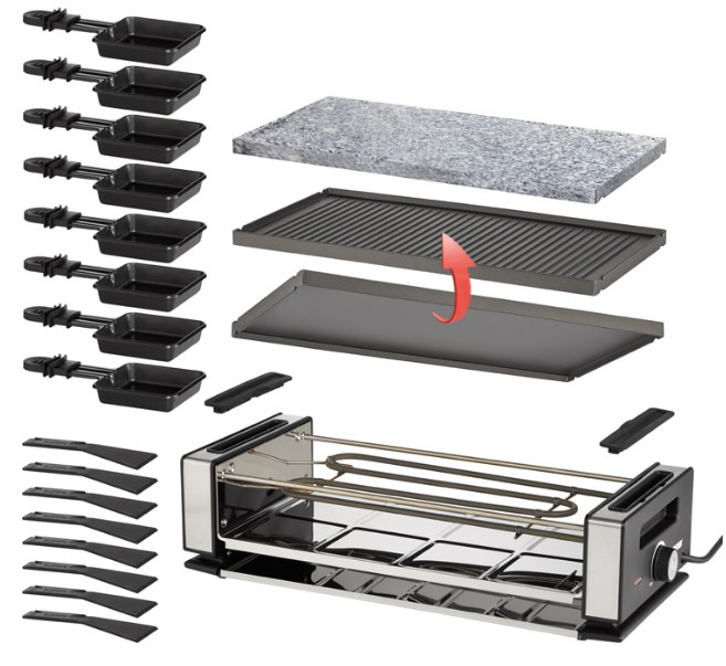 Unold 48760 Delice Basic - raclette/grilli/parila/kuumakivi - musta/ruostumaton teräs