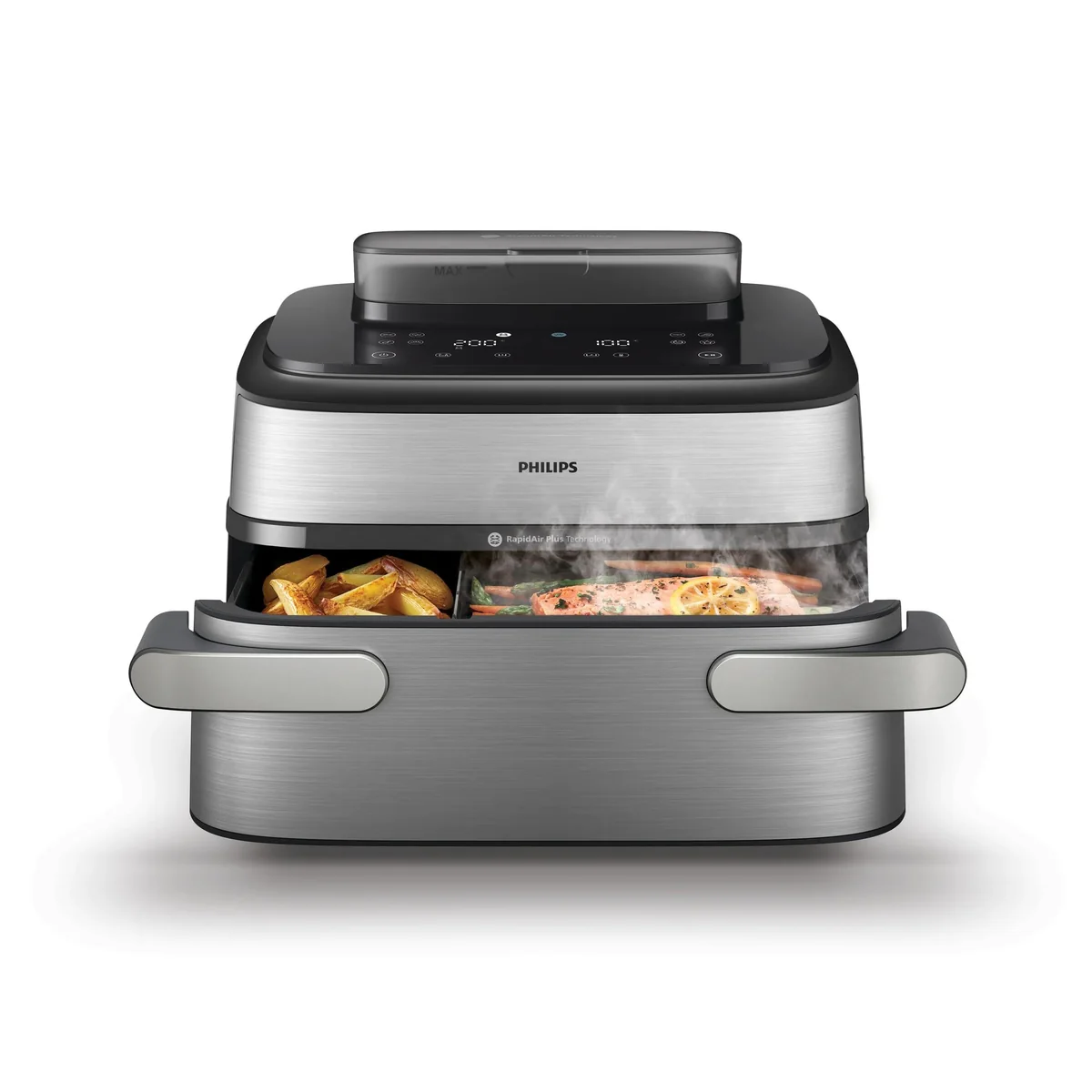 Philips 5000 series Airfryer 5000 -sarja Megabasket höyrytoiminnolla, Kuumakiertoilmakypsennin, 9,5 L, Rapid Air, 40 °C, 200 °C, Kaksois
