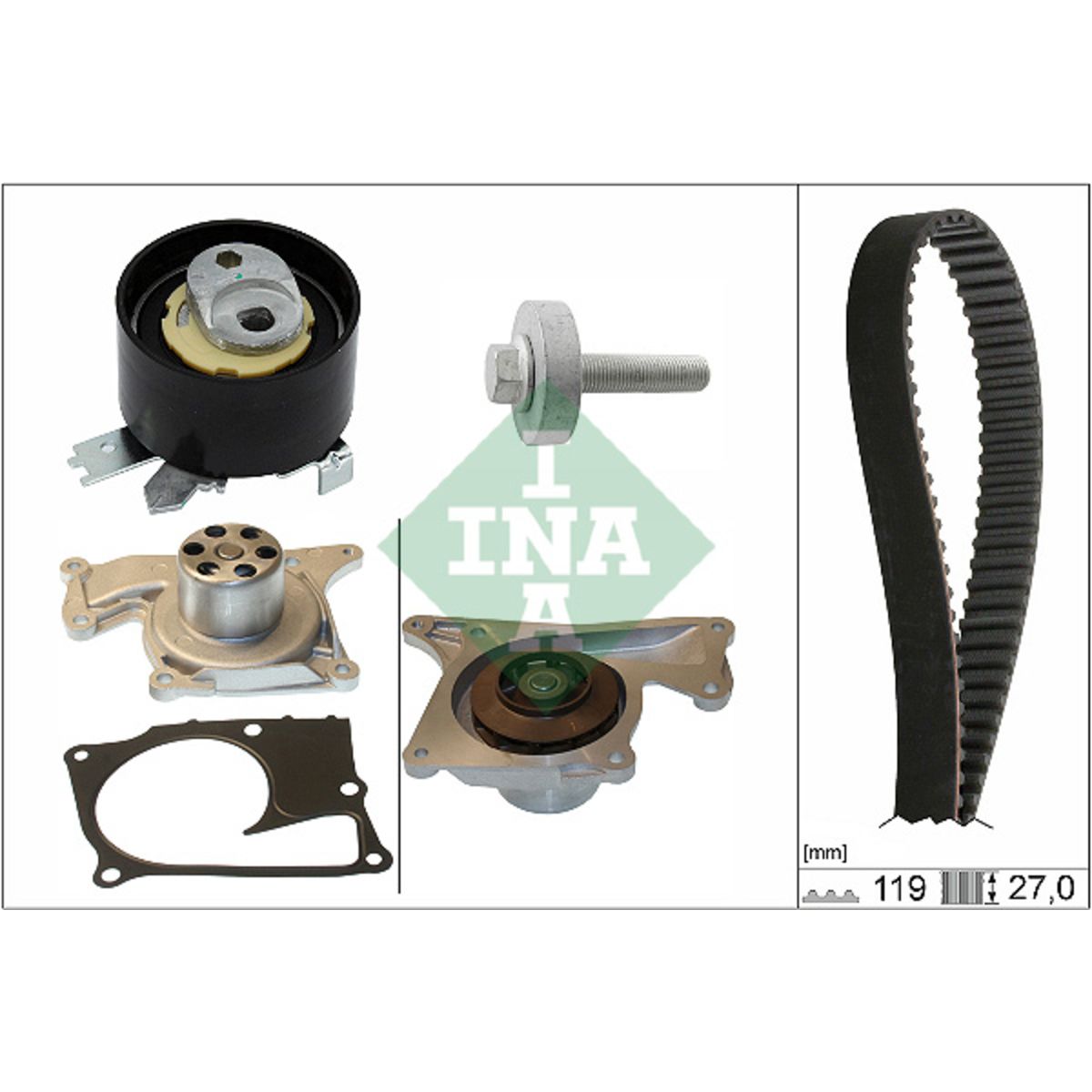 Vesipumppu + jakohihnasarja INA 530 0843 30