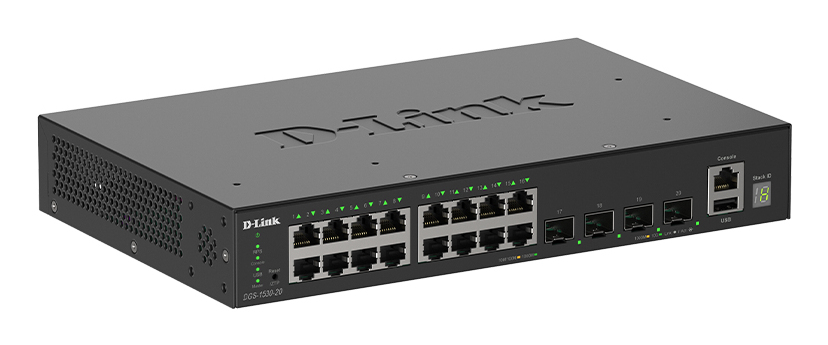 D-Link DGS-1530-20/E - Hallittava Ethernet-kytkin, Musta