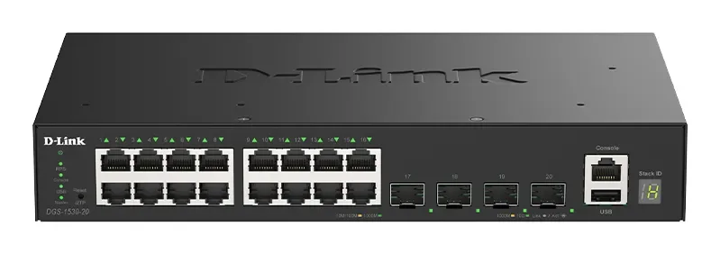 D-Link DGS-1530-20/E - Hallittava Ethernet-kytkin, Musta