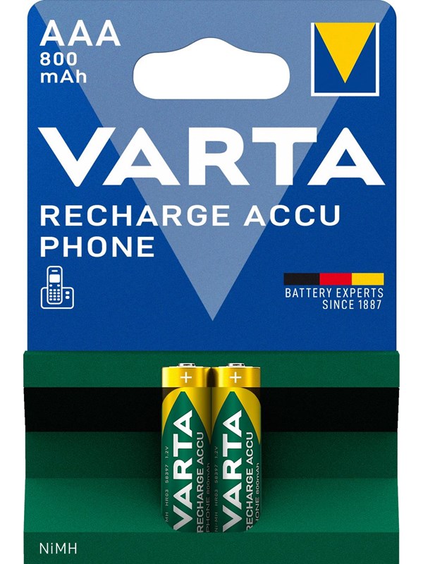 Varta Ladattava Ni-MH-Akku AAA | 1.2 V DC | 750 mAh | Esiladattu | 2-Blister-kortti