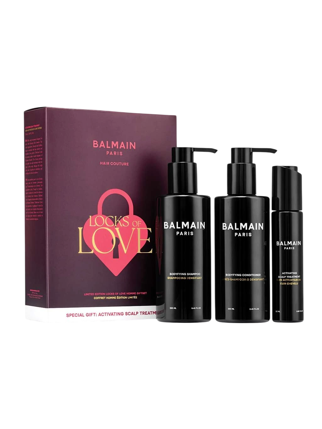 Balmain Professionnel Set Locks of Love Homme — shampoo + hoitoaine + päänahan seerumi