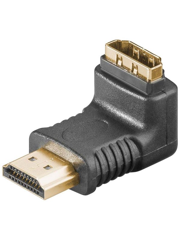 Goobay HDMITM-vinkeladapter, Guldpläterad (4K @ 60 Hz) HDMITM-uttag (typ A) > HDMITM kontakt (typ A) 270 °