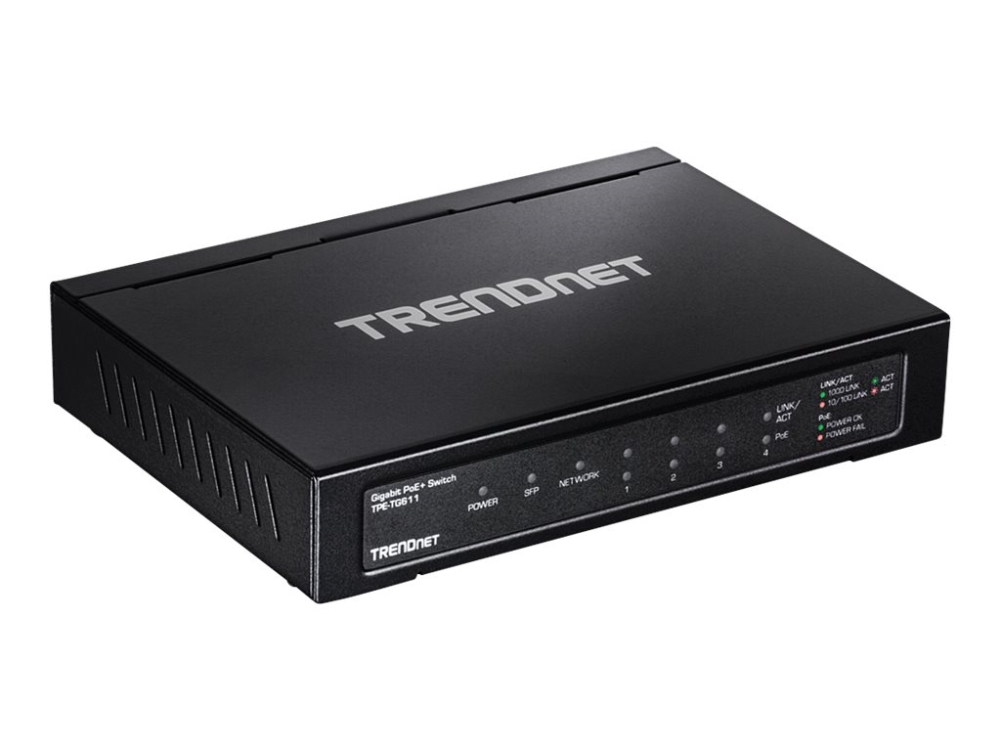 Trendnet TPE-TG611, Gigabit Ethernet (10/100/1000), Täysin kaksipuolinen, Power over Ethernet -tuki, Seinäkiinnitteinen