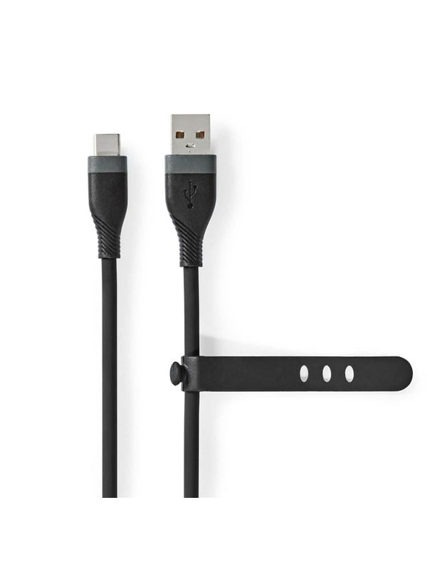 Nedis USB kaapeli | USB 2.0 | USB-A Uros | USB-CTM Uros | 15 W | 480 Mbps | Niklattu | 1.50 m | Pyöreä | Silikoni | Musta | Laatikko