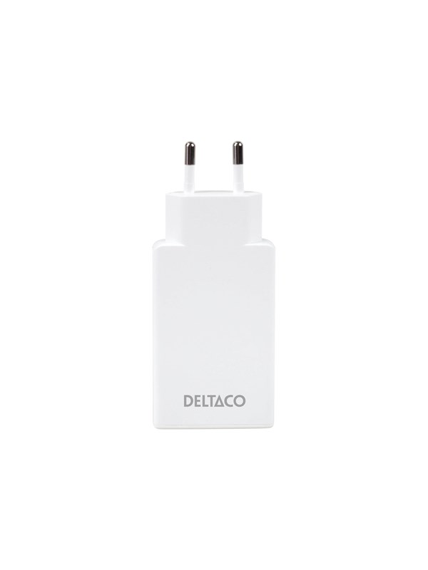 Deltaco Slim USB-C Wall Charger PD 67W | 2x USB-C | PPS + PD | White