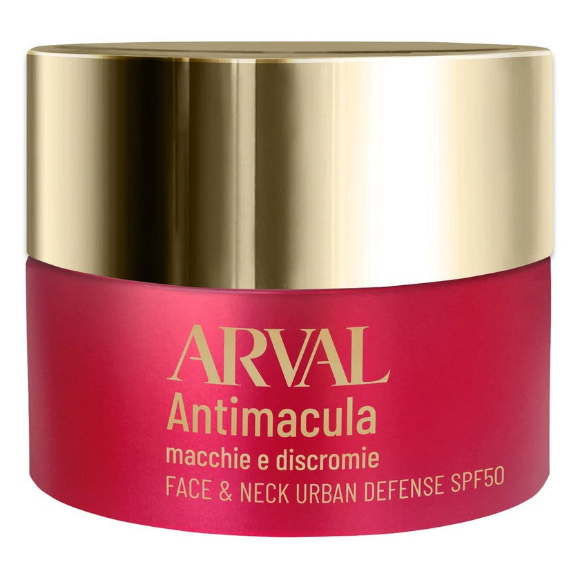 Arval Antimacula Face & Neck Urban Defense SPF50 tummia läiskiä ehkäisevä suojavoide kasvoille ja kaulalle 50 ml