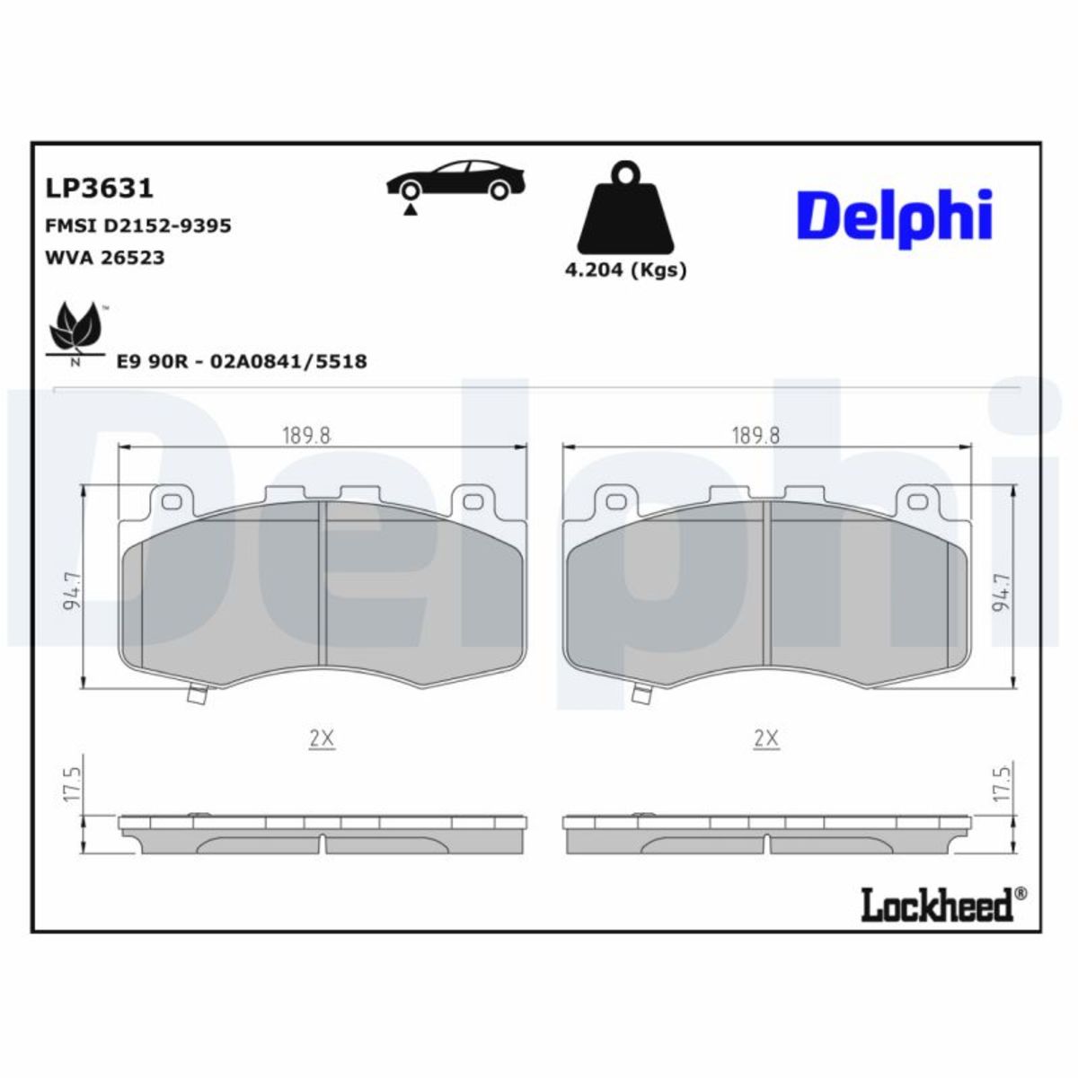 Jarrupalat, levyjarru DELPHI LP3631