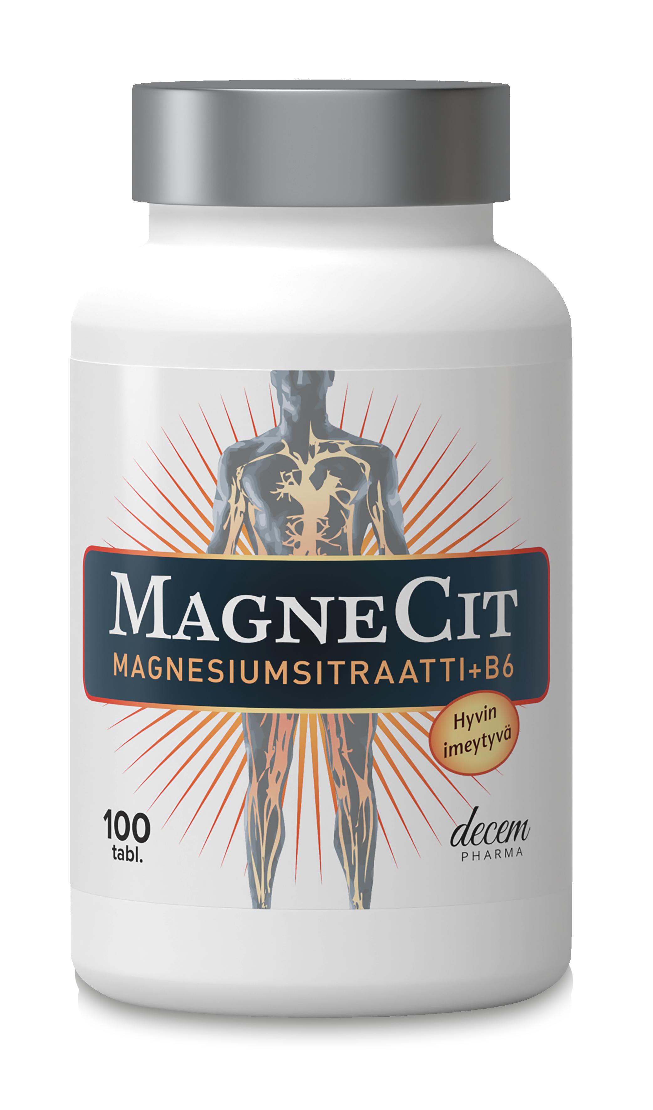 MagneCit magnesiumsitraatti + B6-vitamiini 100 tabl