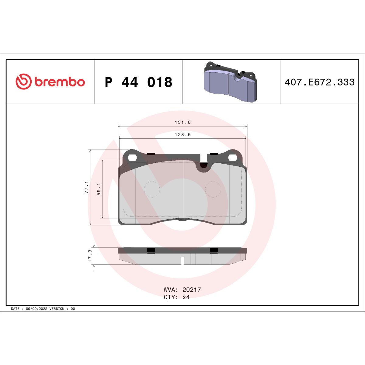 Jarrupalat, levyjarru BREMBO P 44 018