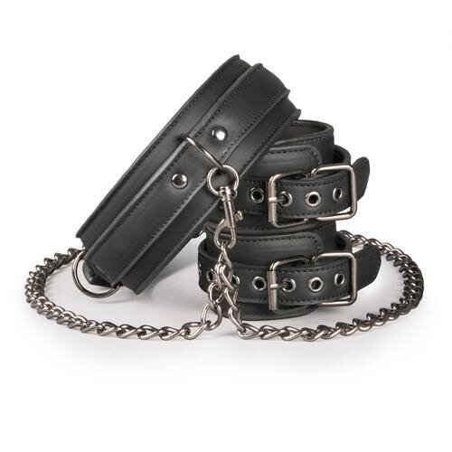 Easytoys Leather Collar With Handcuffs Käsiraudat & kaulapanta