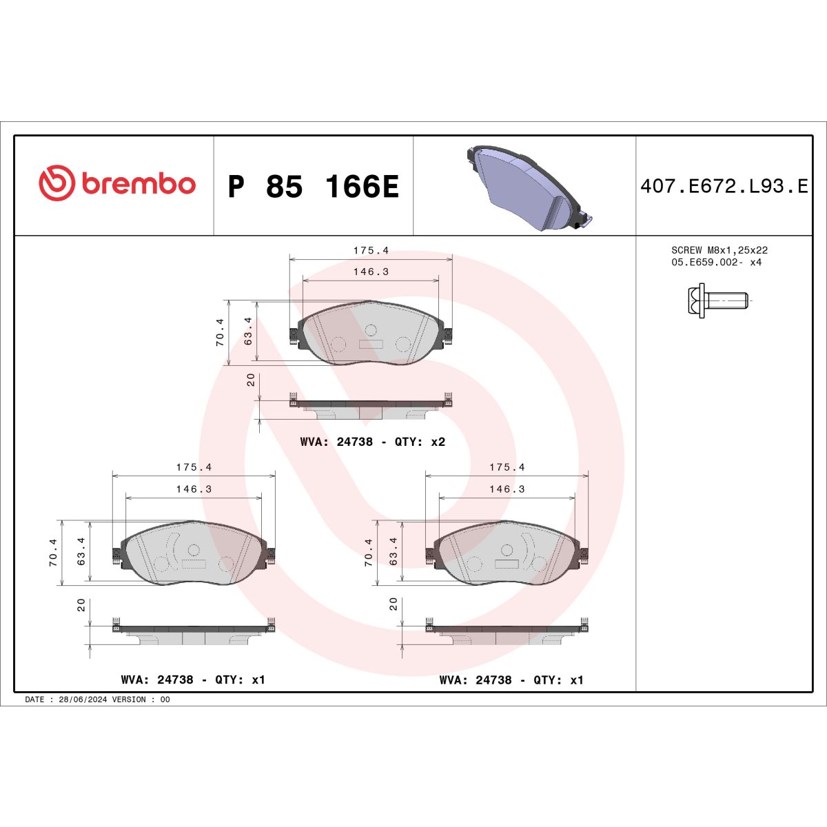 Jarrupalat, levyjarru BREMBO P 85 166