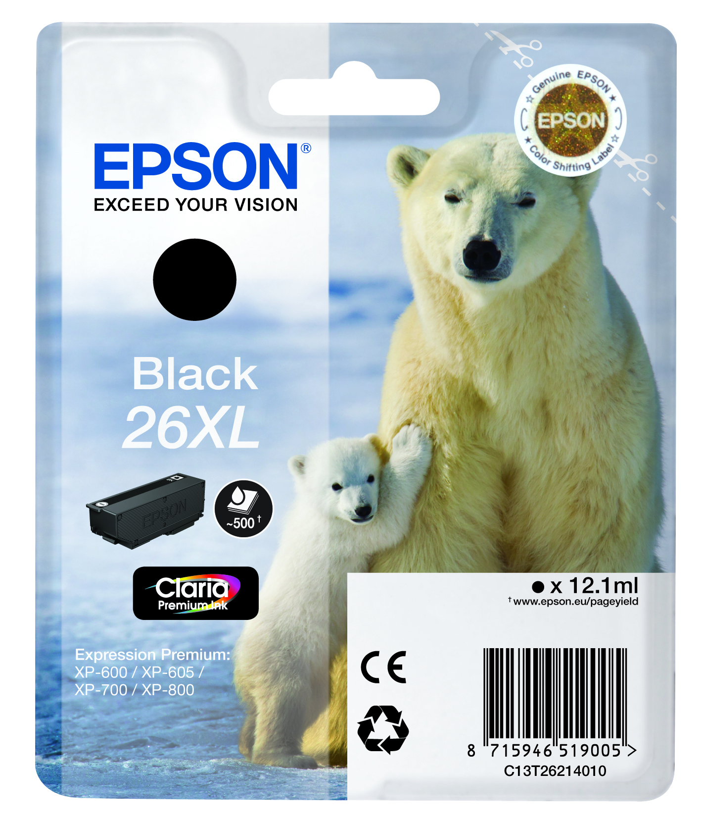 Epson Epson 26XL Mustepatruuna musta T2621 Vastaa: N/A