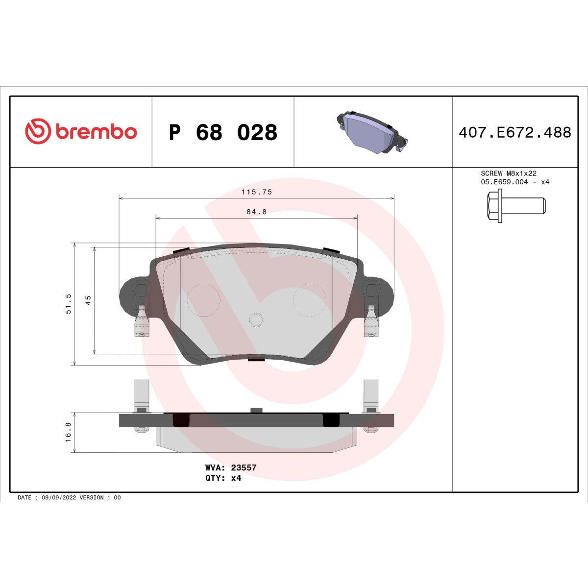 Jarrupalat, levyjarru BREMBO P 68 028