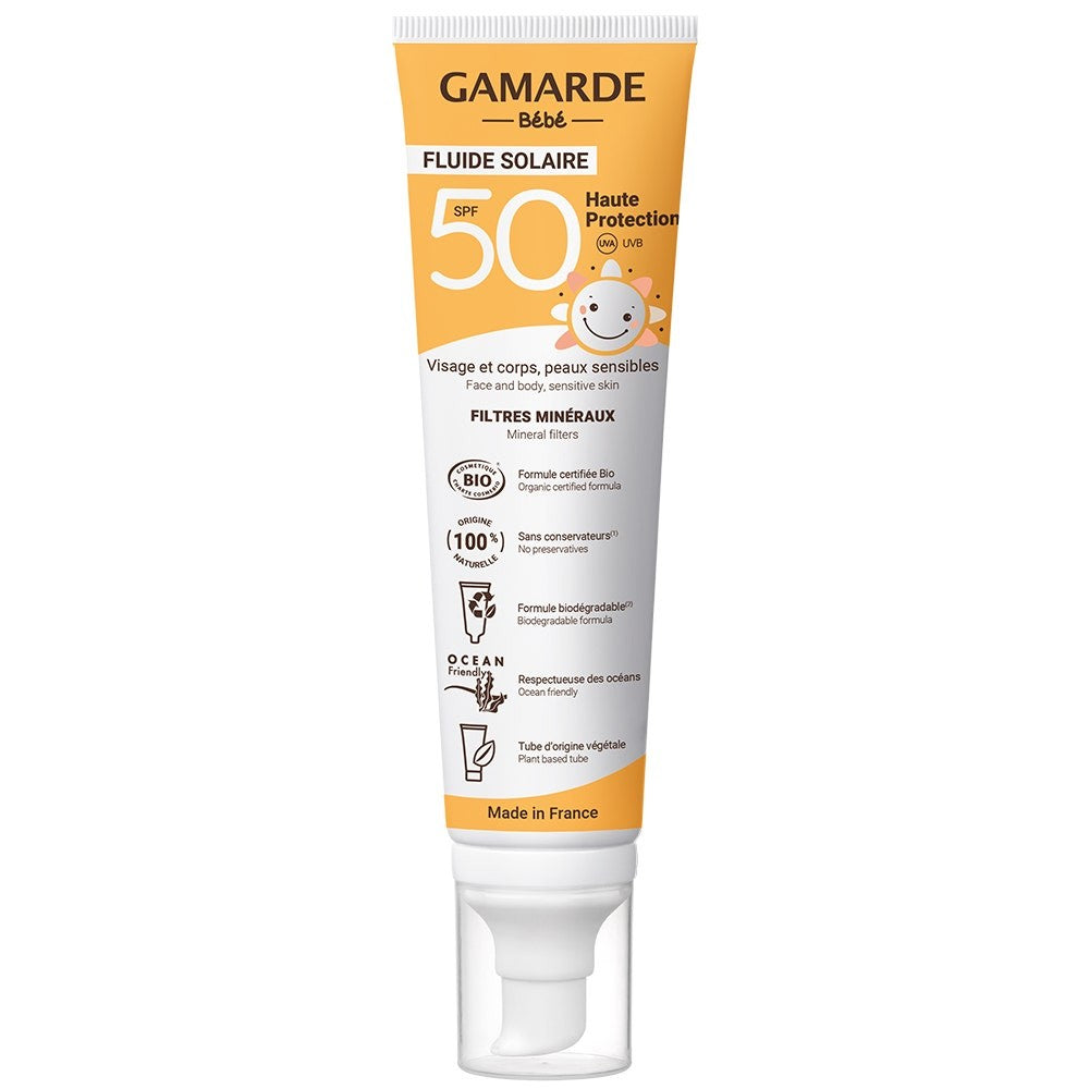 Gamarde Baby - Solar Fluid SPF50 - kasvot ja vartalo, herkkä iho - bio 100 ml