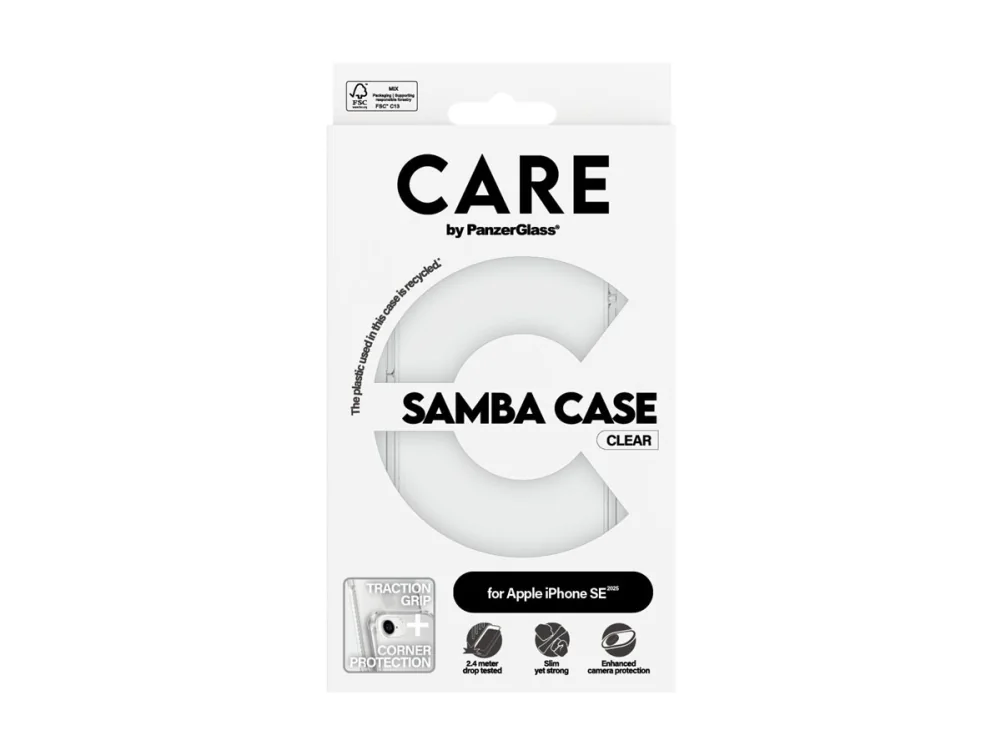 PanzerGlass CARE™ by ® Samba Case Transparent iPhone 17e | 16e, Suojus, Apple, Apple - iPhone 16e, Apple - iPhone 17e, Läpinäkyvä