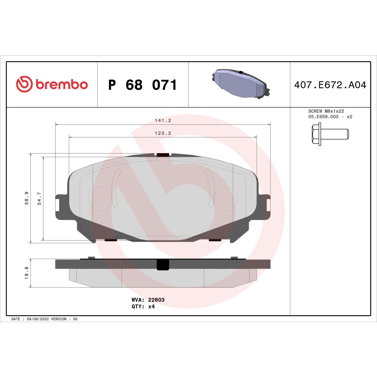 Jarrupalat, levyjarru BREMBO P 68 071