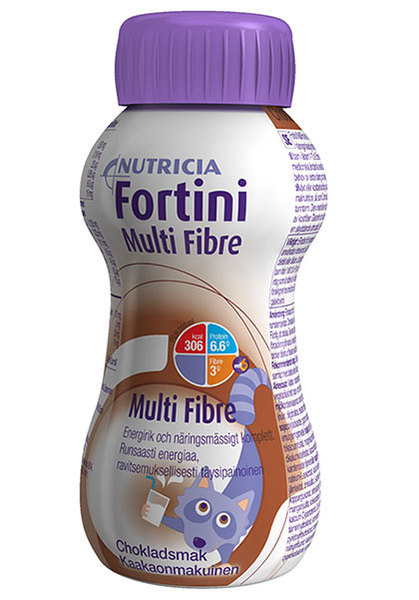 Fortini Multi Fibre 200 ml neste, lasten täydennysravintovalmiste kaakao