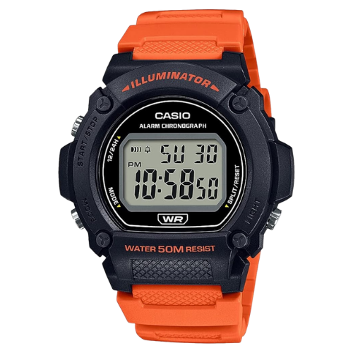 Casio W-219H-4AVCF Illuminator Digitaalinen Urheilukello - Musta Oranssilla Rannekkeella