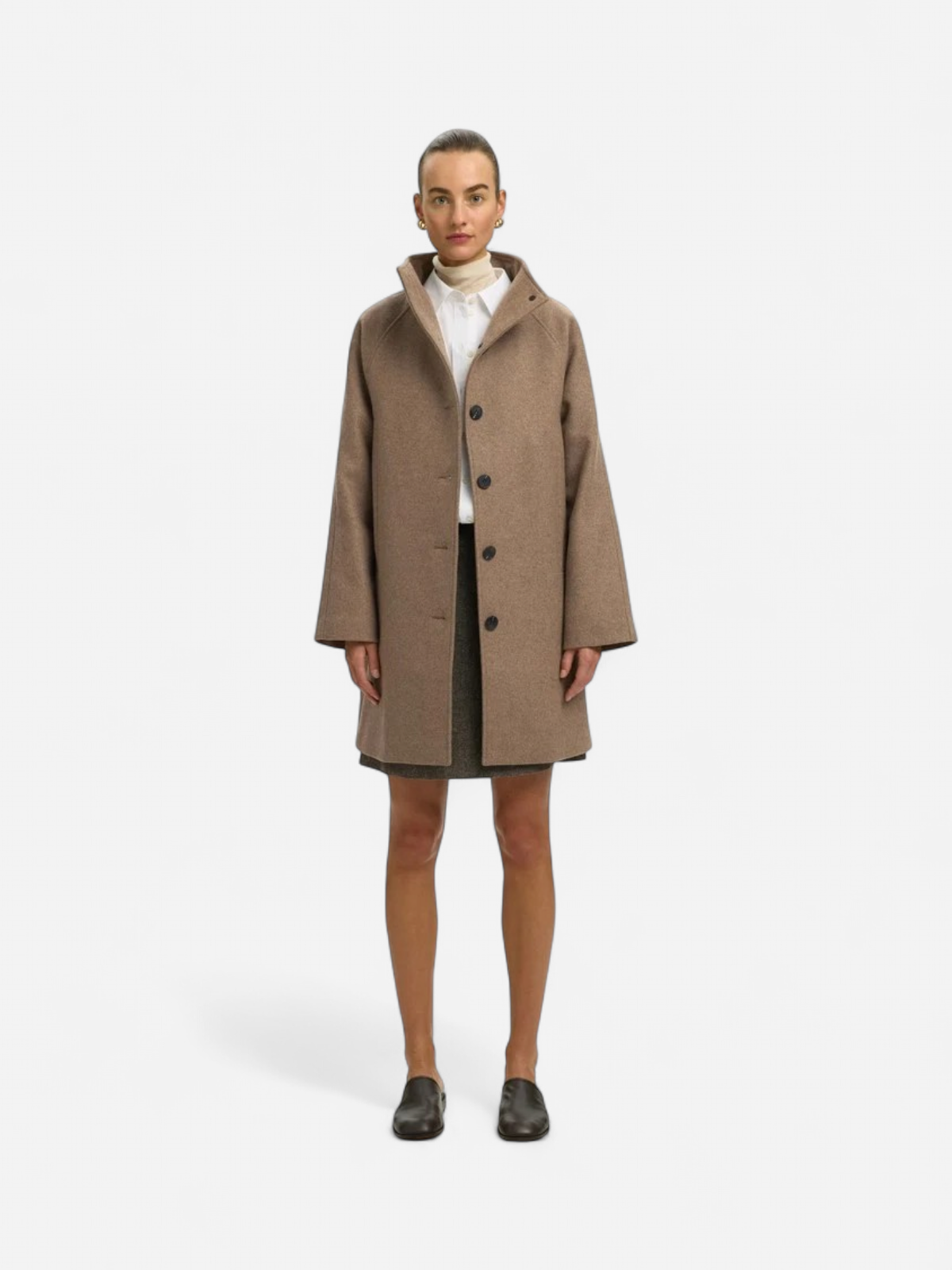 Selected Femme naisten villakangastakki Zia-Vinni Wool Blend Coat, Fallen Rock Melange