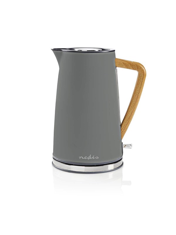 Nedis Vedenkeitin | 1.7 l | Soft-Touch | Harmaa | Pyörivä 360 astetta | Piilotettu lämmityselementti | Strix® ohjain | Tyhjäksi kiehumisen suoja