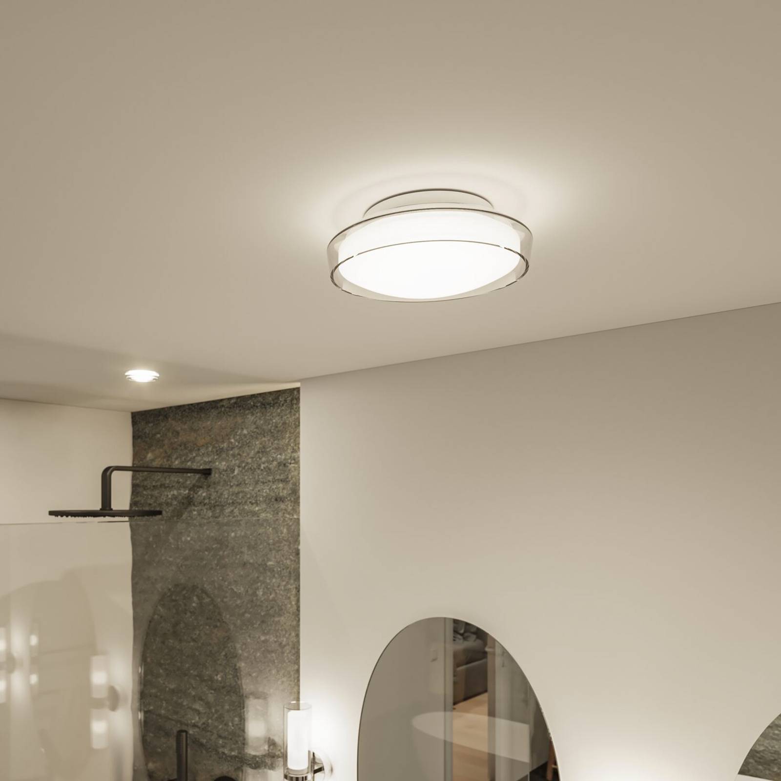 Paulmann Luena LED-kattovalaisin, IP44, kromi, Ø 25 cm
