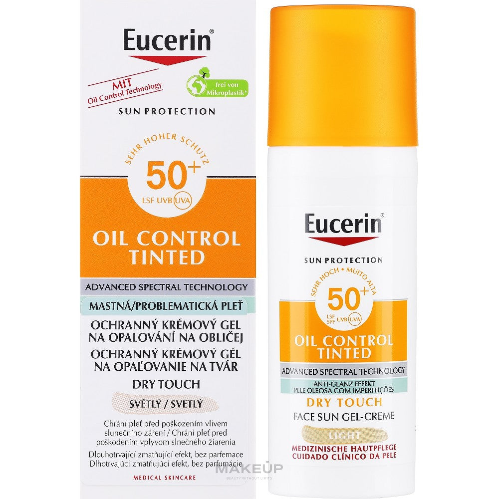 Eucerin Aurinko Oil Control Värillinen Gel-Sun Cream SPF 50+ Light - 50ml