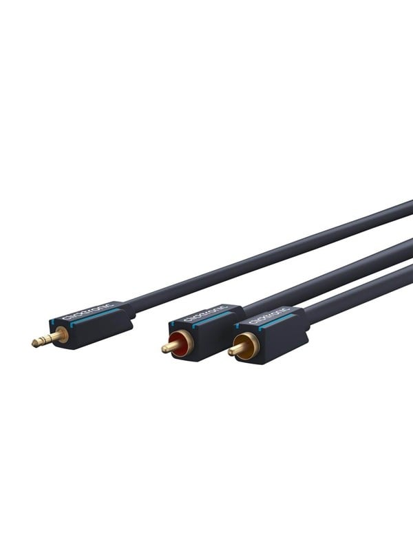 ClickTronic 3,5 mm AUX till RCA-adapterkabel, stereo Premiumkabel | 1x 3,5 mm jackkontakt 2x cinchkontakt | 5,0 m | OFC innerledare