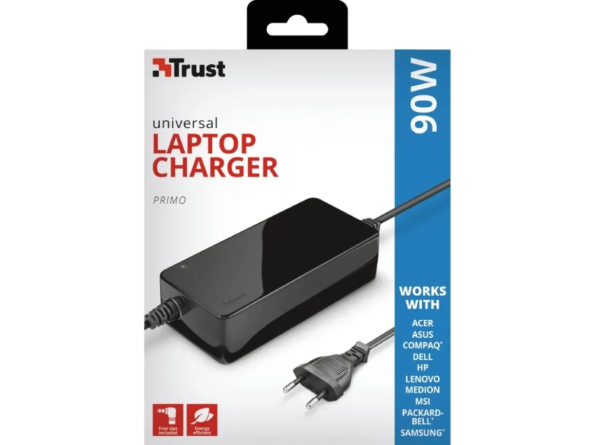 Trust Primo, Kannettava tietokone, Sisätila, 100 - 240 V, 50/60 Hz, 90 W, 19 V