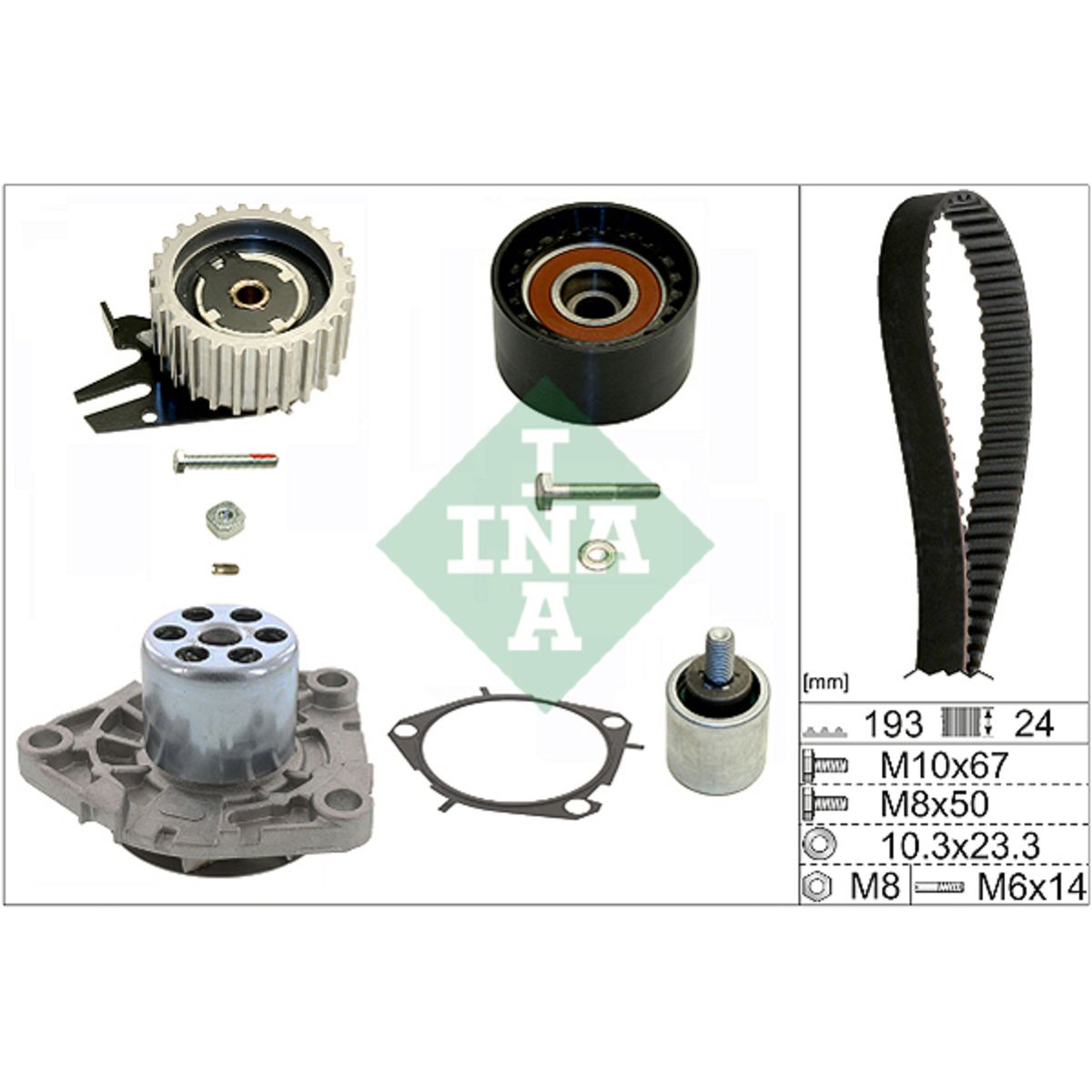 Vesipumppu + jakohihnasarja INA 530 0619 30