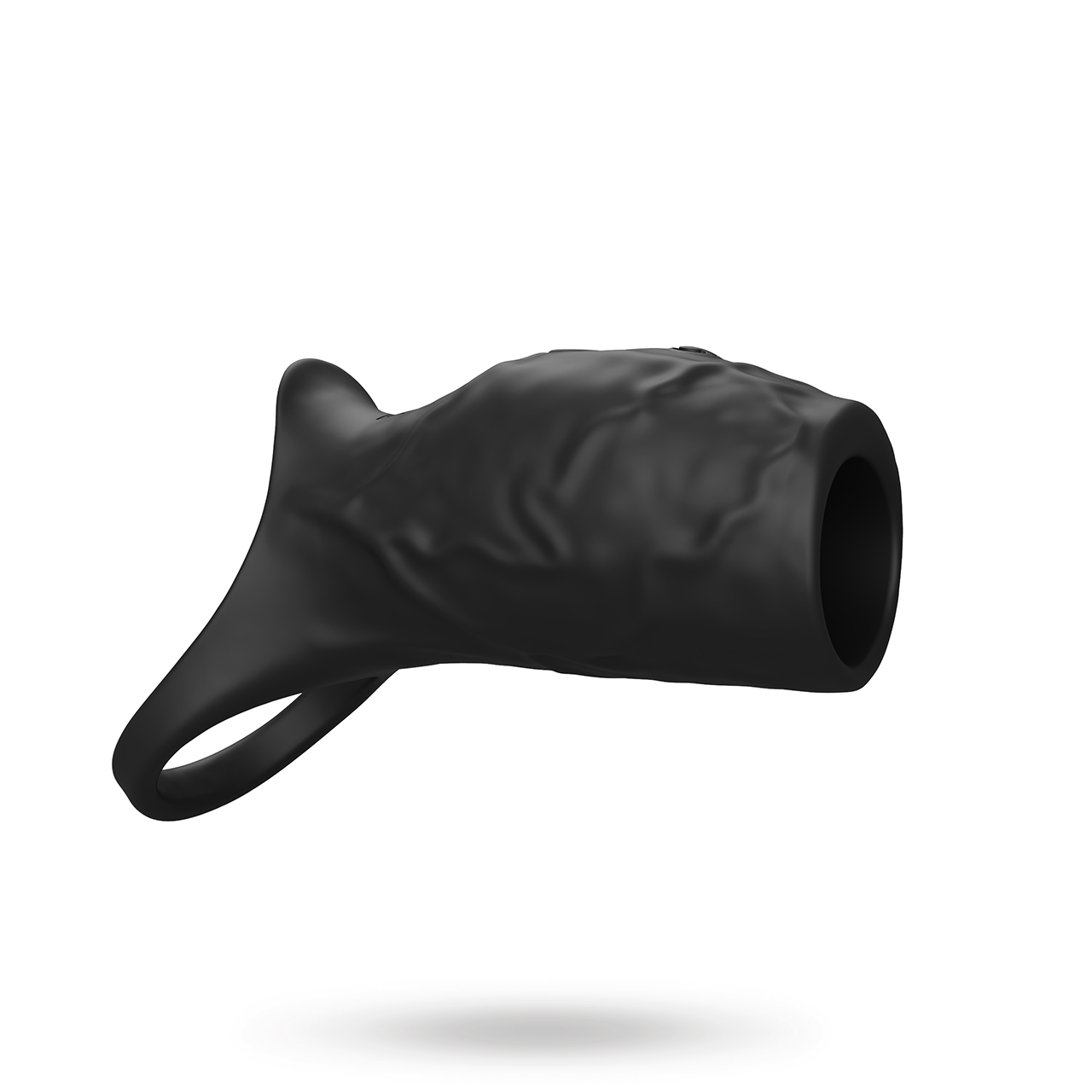 Vibrating Open Cock Sleeve Black Värisevä peniksenpidentäjä