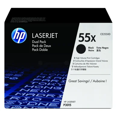 HP CE255XD XL -laservärikasettipakkaus, musta, 2 kpl