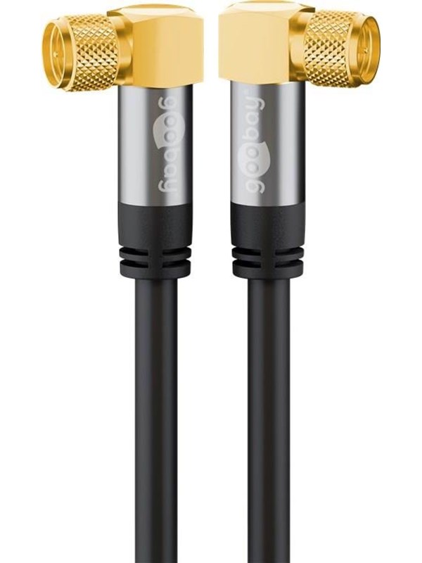 Goobay SAT-antennkabel (135 dB), 4x skärmad guldpläterad, F-plugg 90° > F-plugg 90°