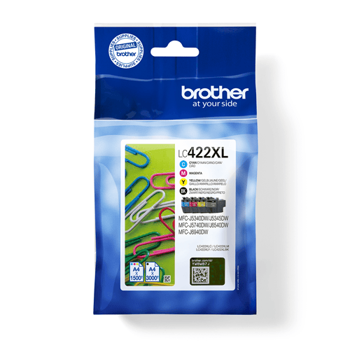 Brother LC422XLVALDR XL-mustekasettipakkaus, musta, syaani, magenta, keltainen, 4 kpl
