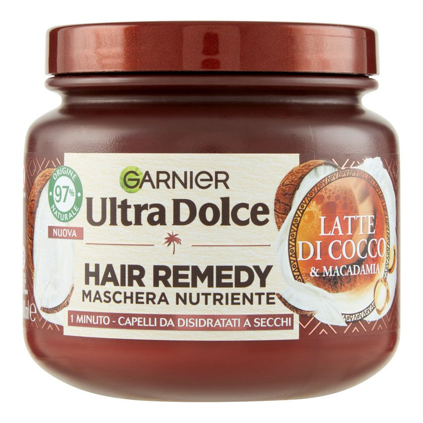 Garnier Ultra Makea kookosmaito ja Macadamia Ravitseva hiusnaamio 340 ml