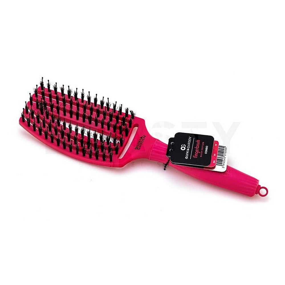 Olivia Garden Finger Brush Combo Medium, selvitysharja villisian harjaksilla, eri värejä Hot Pink | Voimakkaan vaaleanpunainen