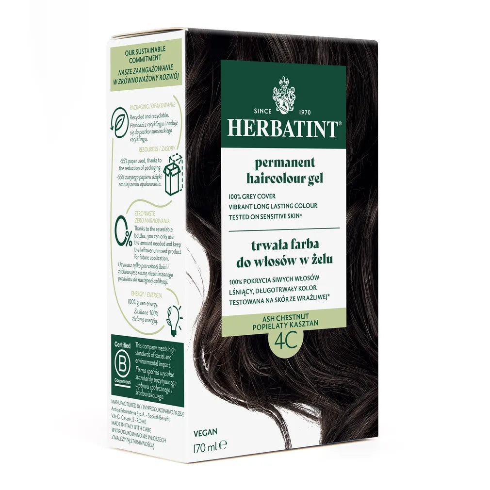Herbatint Pysyvä Värigeeli Hiuksille 170ml 4C | Tuhkanruskea